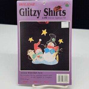 Holiday Glitzy Shirts Embellishment Iron-On Kit Winter Fun Snowmen Stars